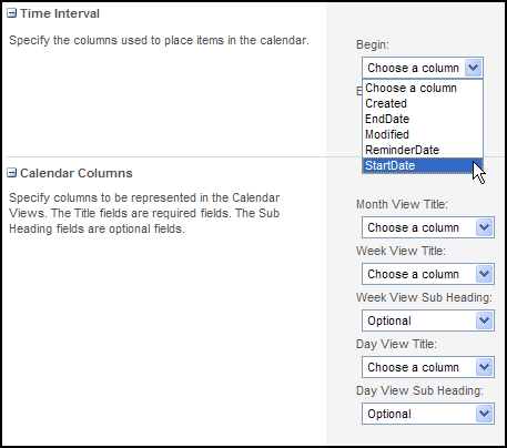 Configure the Calendar View
